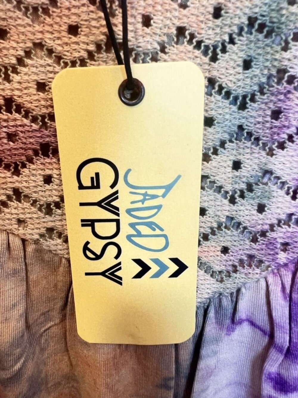 Jaded Gypsy Tie-Dye Yoke Lace Tank Top L/XL Boho Indie Purple Brown - Picture 7 of 10
